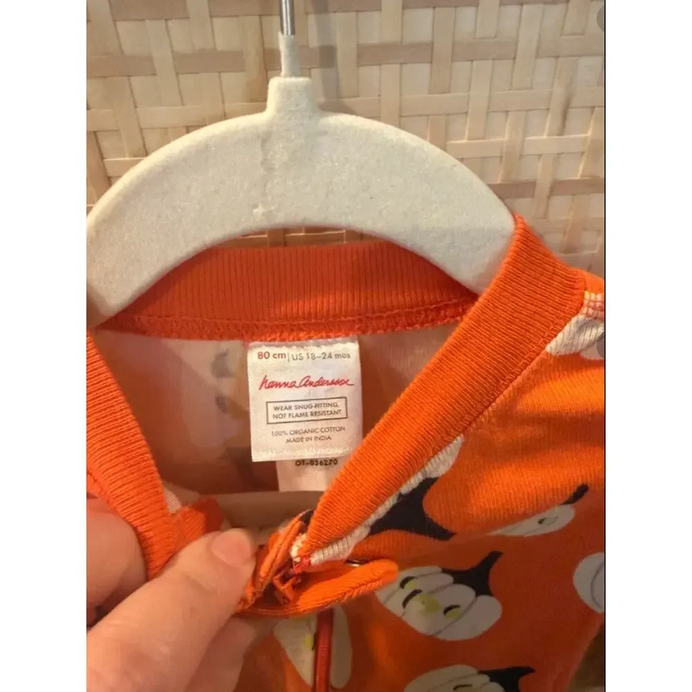 Hanna Andersson Halloween Pumpkin Organic Cotton Zip Sleeper 18-24M 80cm